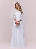 Women's Lace Round Neck Long Sleeve Simple Chiffon Wedding Dress 7412-eh | Women's Evening Gowns