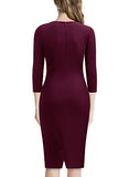 Women's Business Retro Ruffles 3-Feb Sleeve Cocktail Pencil Dress | Women's Work Dresses