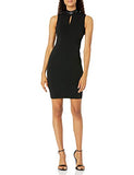 Women's Mock Neck Sleeveless Sheath Dress with Keyhole Detail