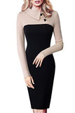 Women's Voguish Houndstooth Patchwork Slim Pencil Dress UKB238 | Women's Work Dresses