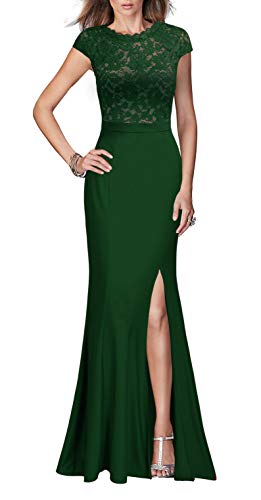 Green Women's Retro Floral Lace Vintage Wedding Maxi Formal Long Dress - REPHYLLIS | Women's Formal Dresses