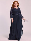 Women's Autumn Lace Long Sleeve Chiffon Plus Size Bridesmaid Dress  - Sara Clothes