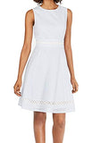 Women's Sleeveless Cotton Eyelet Fit and Flare Dress | Women's Work Dresses