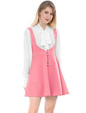 Women's Cute Button Decor Overalls Pinafore Dress Suspenders Skirt