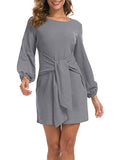 lionstill Women's Elegant Long Sleeve Dress Casual Tie Waist Sweater Dresses | Women's Casual Dresses