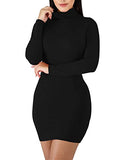 Women's Sexy Basic Long Sleeve Turtleneck Bodycon Club Mini Dress