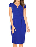 Royal Blue Women's V-Neck Work Business Bodycon Pencil Dress - MISSKY | Women's Work Dresses
