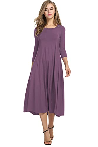 Hotouch Women s 3 4 Sleeve A line and Flare Midi Long Dress Original Brand