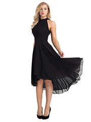 Duoremi Women's High Neck Chiffon Evening Cocktail Long Dress Wedding Bridesmaid Dresses | Women's Evening Gowns