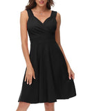Black 1950s Retro Fancy Cocktail Dress V-Neck Sleeveless A-Line Party Swing Dress - GRACE KARIN | Women's Cocktail Dresses