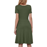 Ladiess Dress Solid Casul V-Neck Knee-Length Short Sleeve Long Dress Bodycon Dress Office Wear for Casual Club Cocktail Evening Gowns Work UK Size 8-26 | Women's Work Dresses