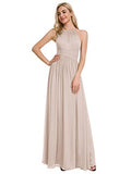 ALICEPUB Sleeveless Chiffon Bridesmaid Dresses Long Formal Prom Gown with Keyhole Back