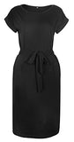 Women's Striped Elegant Short Sleeve Wear to Work Casual Pencil Dress with Belt | Women's Work Dresses