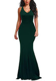 Evening Dress Elegant Chic Womens V Neck Stretchy Party Gown Mermaid Long Black Formal Dresses for Wedding Guest