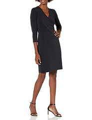 Amazon Brand - Lark &amp; Ro Women's Crepe Knit Faux Wrap Dress