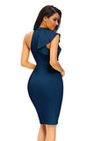 Women's Fashion One Shoulder Ruffles Bodycon Party Dress