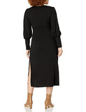 Women's Balloon Sleeve Keyhole Midi Dress