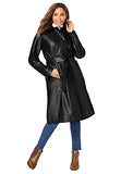 Jessica London Women's Plus Size Leather Trench Coat Genuine Leather Coat