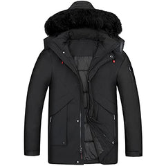 WEEN CHARM Men's Warm Parka Jacket Anorak Jacket Winter Coat with Detachable Hood Faux-Fur Trim