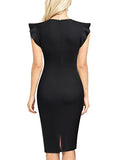 Women's Business Retro Ruffles Slim Cocktail Pencil Dress | Women's Work Dresses