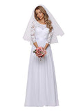 Women's Lace Round Neck Long Sleeve Simple Chiffon Wedding Dress 7412-eh | Women's Evening Gowns