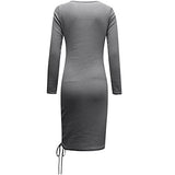 Women's Dress Sweet & Cute Dress Ladies Pullover Long Sleeve Autumn Solid Casual V Neck Sweatshirt Drawstring Dress Fancy Cocktail Dress Party Dress Maxi A-line Dress