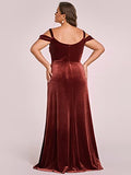 Women's Plus Size A-Line V-Neck Velvet Evening Formal Dress - Sara Clothes