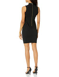 Women's Mock Neck Sleeveless Sheath Dress with Keyhole Detail