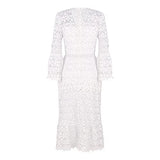 Flare Sleeve Dress For Women Bodycon Mermaid Lace Floral Dresses V-neck Formal Cocktail Comfy Dress For Wedding Guest | Women's Casual Dresses