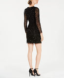 Women's Sequin Dress with Ruched Long Sleeves Formal Night