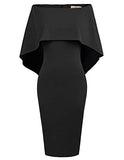 Women Off Shoulder Batwing Cape Slim Midi Dress