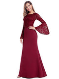 Women's Floral Lace Evening Dress Mermaid Party Maxi Dress  - Sara Clothes