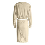 Women's Bodycon Pencil Dress Sexy Office Wear to Work Dresses Fall 2 Pieces Suit Y2K Printed Long Sleeves Tight Hip Slim Straight Skirt | Women's Work Dresses