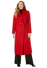 Jessica London Women's Plus Size Long Shawl Collar Coat Wool Winter Double Breasted Coat