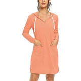Women's Pocket Long Sleeve Mini Dress Summer Autumn Fashion Round Neck Casual Dress Solid Colour with Hood Sunscreen Dress Beach Dress | Women's Casual Dresses