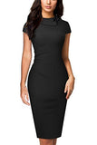 Women's Vintage Lapel Ruched Bodycon Business Pencil Dress B574 | Women's Work Dresses