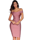 Women's Rayon Off Shoulder Bandage Bodycon Party Dress