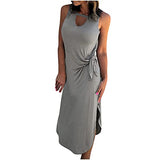 Summer Dresses for Women, Fashion Ladies Summer Sexy Casual Sleeveless Solid Bandage Long Dress Party UK Size | Women's Work Dresses