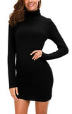 Women's Long Sleeve Turtleneck Bodycon T-Shirt Dress