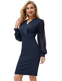 Women's Pencil Work Dresses Long Sleeve V Neck Bodycon Business Dress Elegant Cocktail Party | Women's Work Dresses