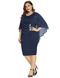Women's Chiffon Poncho Slit Sleeve Plus Pencil Overlay Mini Dresses | Women's Work Dresses