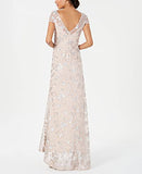 Women's Cap Sleeve Gown With V Neck Back | Women's Evening Gowns