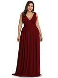 Women's Plus Size Chiffon Double V-Neck Semi-Formal Evening Party Maxi Dresses 9016PZ