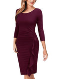 Women's Business Retro Ruffles 3-Feb Sleeve Cocktail Pencil Dress | Women's Work Dresses