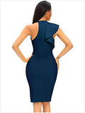 Women's Fashion One Shoulder Ruffles Bodycon Party Dress