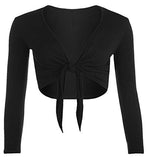 Womens Long Full Sleeves Ladies Stretch Bolero Cropped Cardigan Front Tie Knot Shrug Top Crop Bolero Shrug | Women's Cardigan