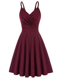 Women Retro V-Neck Spaghetti Dress A-Line Flared Party Prom Cami Dress