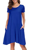 Womens Short Sleeve Loose Pockets Dress Casual Swing T-Shirt Dresses | Women's Casual Dresses