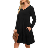 Women's Dress Sweet & Cute Dress Ladies Pullover Long Sleeve Autumn Solid Casual V-Neck Pocket Mini Dress Fancy Cocktail Dress Party Dress Maxi A-line Dress