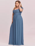 Women's Plus Size Sweetheart Neckline Lace Sleeve Ruched Bust Maxi Wedding Guest Dress - Sara Clothes